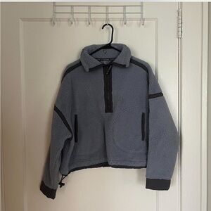 FP Movement by Free People Blue-Gray Sherpa Half-Zip Pullover Jacket